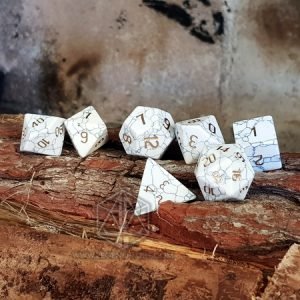 Cracked Ice Stone Polyhedral dice set white DPI023 1