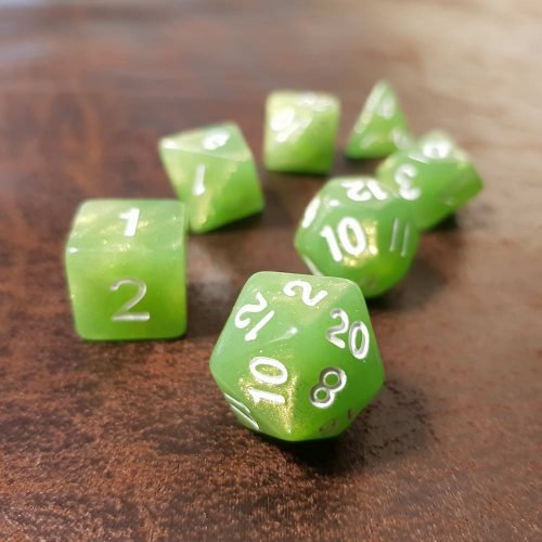 Dawning Grassland glitter polyhedral rpg dice set green 1 DPL071