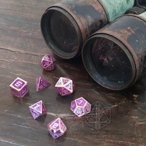 Purple Vapors Metal Engraved Polyhedral dice set copper purple 1 DME040