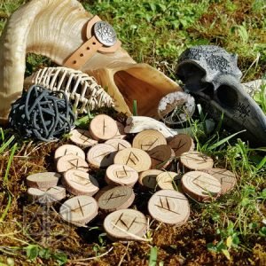 Ancient Prophecy Classic Divination Round Runes Pyrographed Wood set RU019