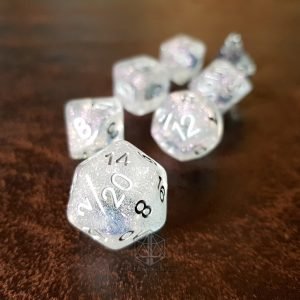 Celestial Flowers resin polyhedral rpg dice set inclusions glitters flowers blue 1 DPL128