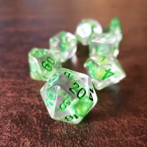 Forest Flowers resin polyhedral rpg dice set inclusions glitters flowers green 1 DPL132