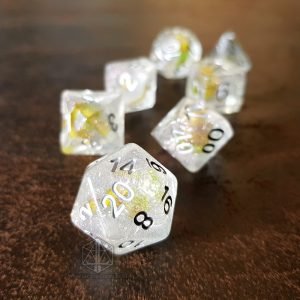 Grassland Flowers resin polyhedral dice set inclusions glitters flowers green 1 DPL131 2