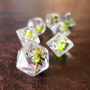 Life Flowers resin polyhedral rpg dice set inclusions flowers green 1 DPL134