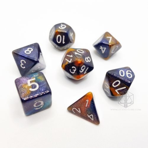 Marine Bark polyhedral dice set stardust glitter bicolor blue brown PB DPL135 1