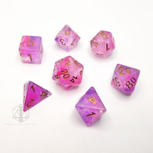 Purple Glory resin polyhedral dice set nebula purple PB DPL117 1