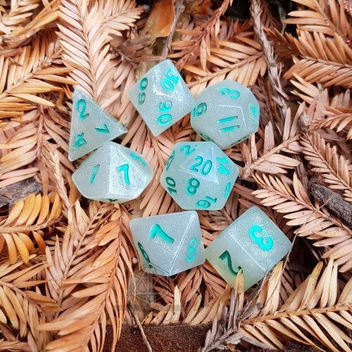 Shiny Snow polyhedral dice set stardust glitter white 1 DPL137 1