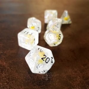 Sunlight Flowers resin polyhedral dice set inclusions glitters flowers yellow 1 DPL130 2