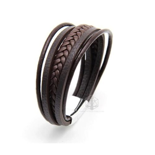 Bracelet of the Wild Path man PU leather brown trendy fashion PB GIO031