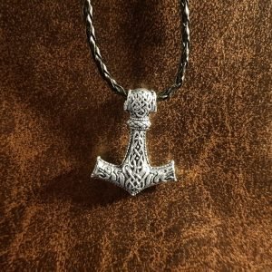 Force Necklage silver metal pendant pu leather Thor hammer Mjolnir viking celtic fashion 1 GIO022 1