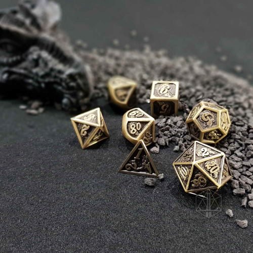 Brass Dragon polyhedral dice set metal dragon brass 1 DME064