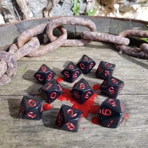 Ravenloft D10 set dice plastic vampire black red D0P005 2