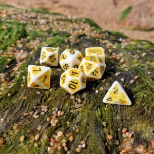 Sun Coral Antique Plastic Polyhedric dice set DPL001 7 OPTI