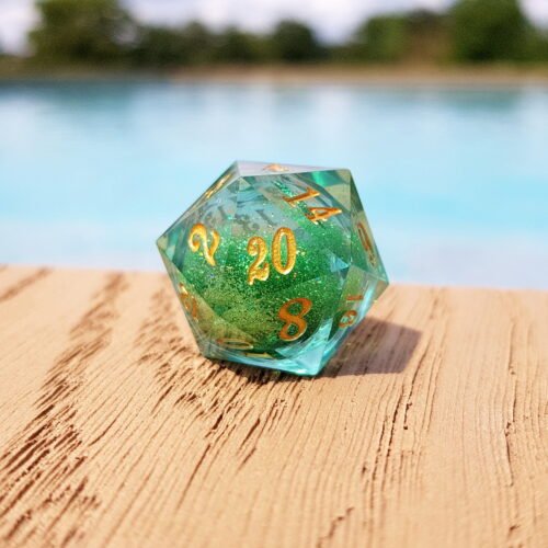 Stellar Green Pond - Sharp resin liquid core dice set - Image 2