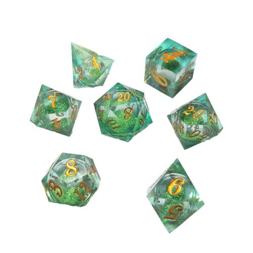 Stellar Green Pond - Sharp resin liquid core dice set - Image 4