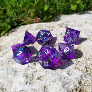 DICE - METAL - EN - SEO 6 Witchlight Amethysts – Sharp Resin Dice Set