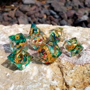 DICE - METAL - EN - SEO 27 Power of the Ring: Halfling Bravery – Sharp Resin Dice Set