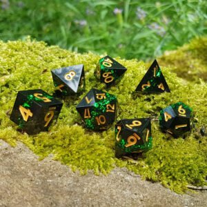 Obsidian Shards: Verdant Prime – Sharp Resin Dice Set