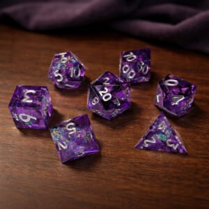Witchlight Amethysts – Set di Dadi in Resina a Spigolo Vivo