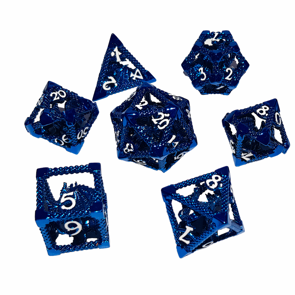 Cobalt Drake – Hollow Metal Dice Set 2 Cobalt Drake – Hollow Metal Dice Set - Image 2