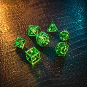 Emerald Drake – Hollow Metal Dice Set