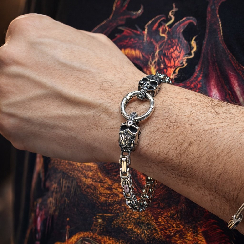 The Twin Skulls’ Oath – Metal Bracelet 2 The Twin Skulls’ Oath – Metal Bracelet - Image 2