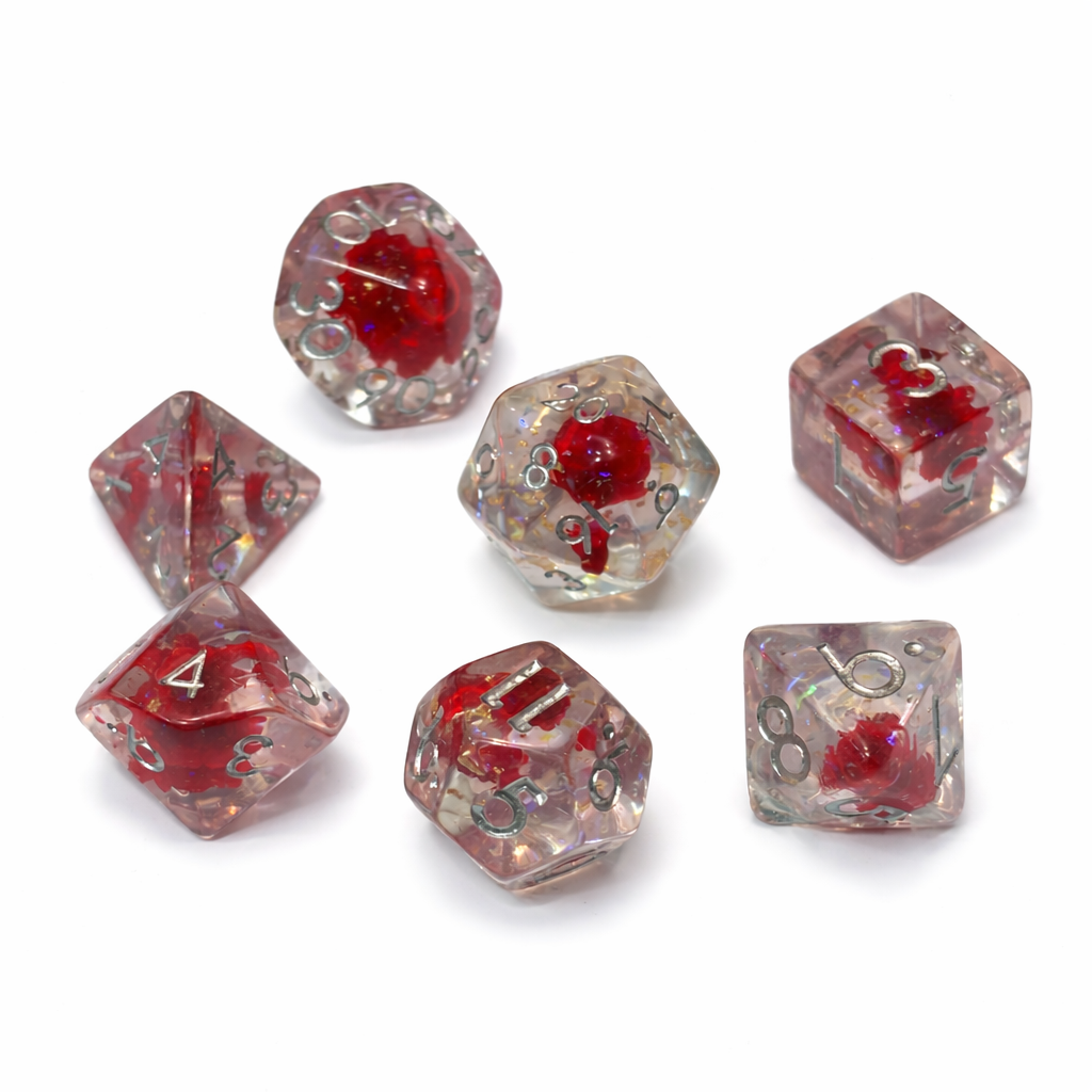 Roseheart Petals – Miniatures Resin Dice Set 2 Roseheart Petals – Miniatures Resin Dice Set - Image 2