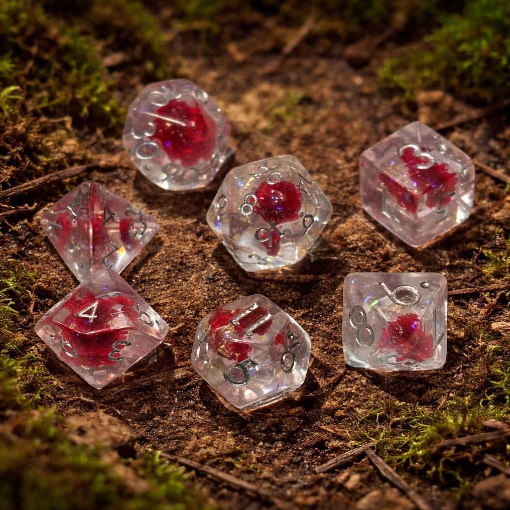 Roseheart Petals – Miniatures Resin Dice Set 1 Roseheart Petals – Miniatures Resin Dice Set